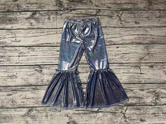 P014 satin fabric gilding girl dark blue bell bottom long girl pants 20230629 preorder