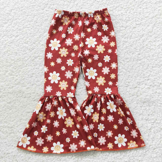 P0206  flowers girl bell bottom long girl pants 20230725 RTS