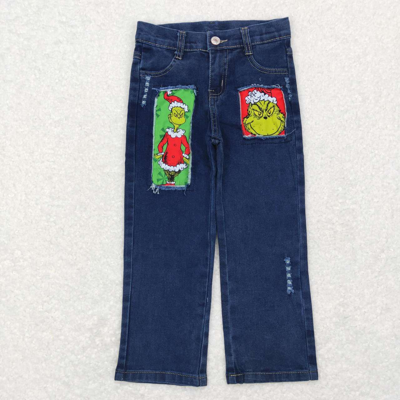 P0207 western cartoon grinch ripped jeans kids denim jeans bell pants RTS 20231121