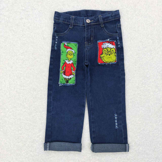 P0207 western cartoon grinch ripped jeans kids denim jeans bell pants RTS 20231121