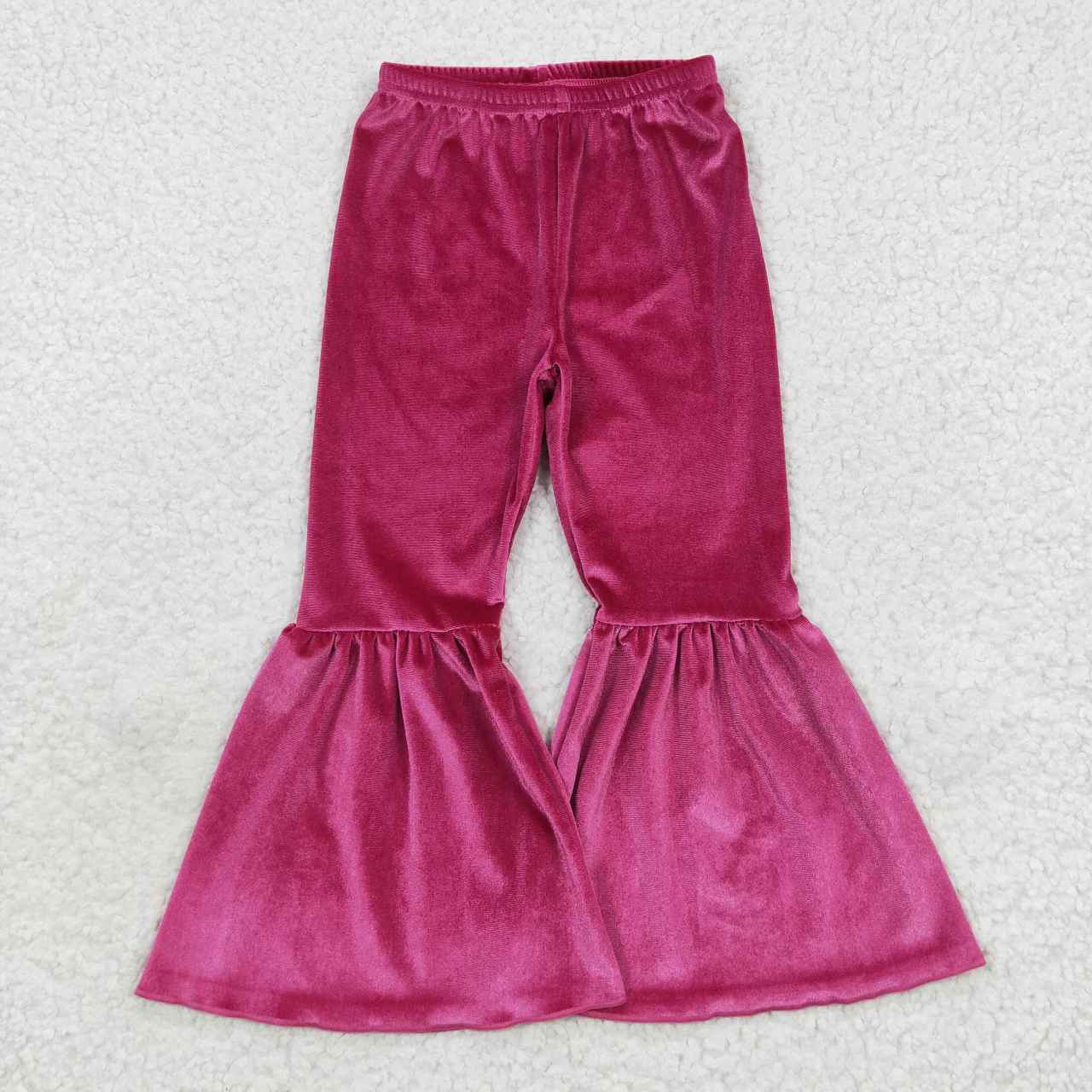 P0224 blue bell bottom hot pink velvet pants 20230807 RTS