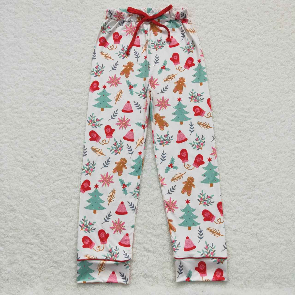NO MOQ RTS P0236 (2) Women Clothes Christmas Gingerbread Tree Mixed Print Long Lounge Pants 202610