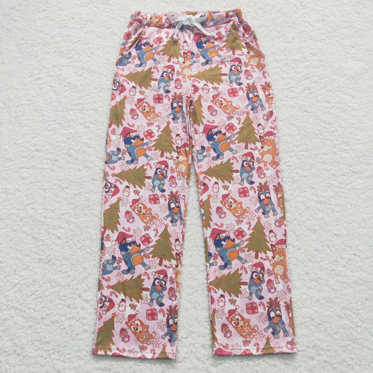 P0267 mama adult men dad Christmas blue dog women long pants 20230828 RTS