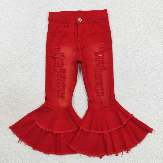 P0270 ripped red girl denim jeans 202300916 RTS