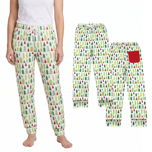 NO MOQ RTS P0279 Clothes Christmas Tree Allover Print Long Cuff Casual Pajama Pants 202610