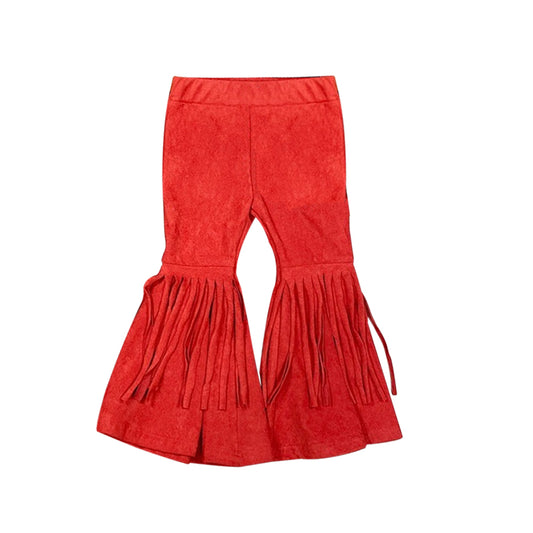 P0283 cotton western tassel orange girl bell bottom pants 20230808 preorder