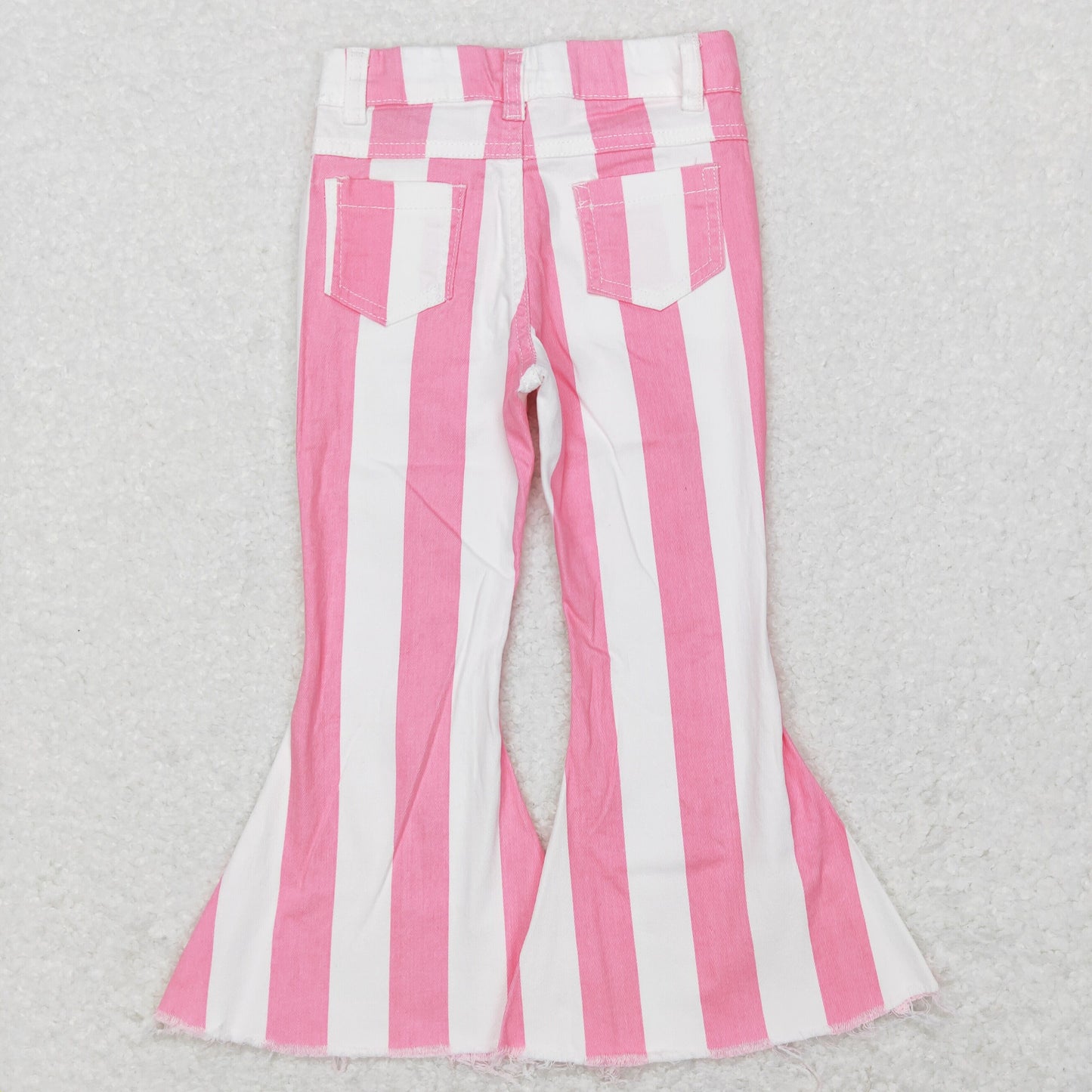 P0315 western stripe pink white buttons zip up jeans girl kids denim jeans bell pants 20231121 RTS