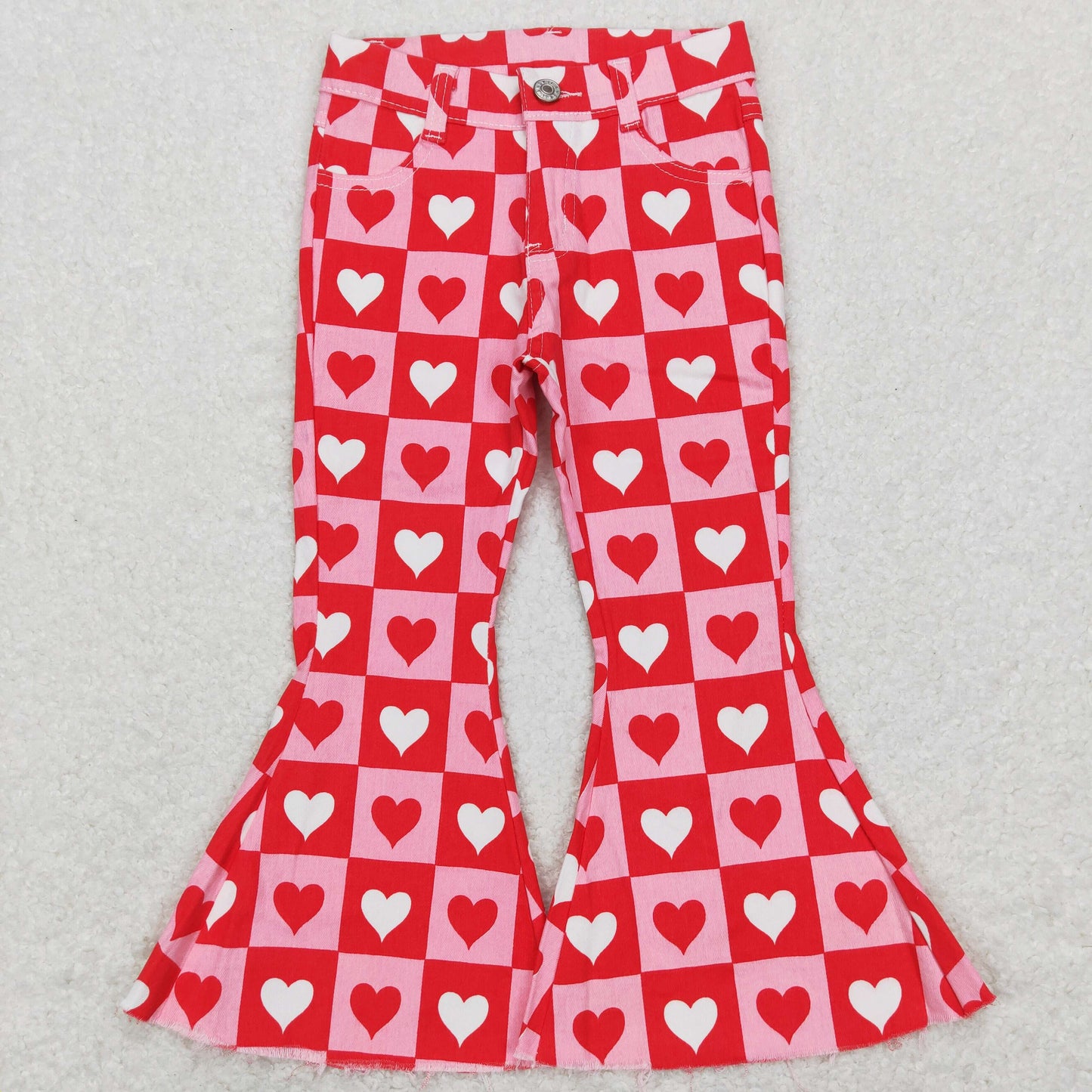 P0324 western valentine love girl denim jeans bell pants RTS Free shipping order $100+