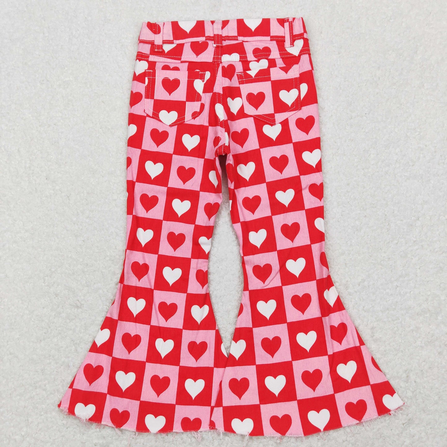 P0324 western valentine love girl denim jeans bell pants RTS Free shipping order $100+