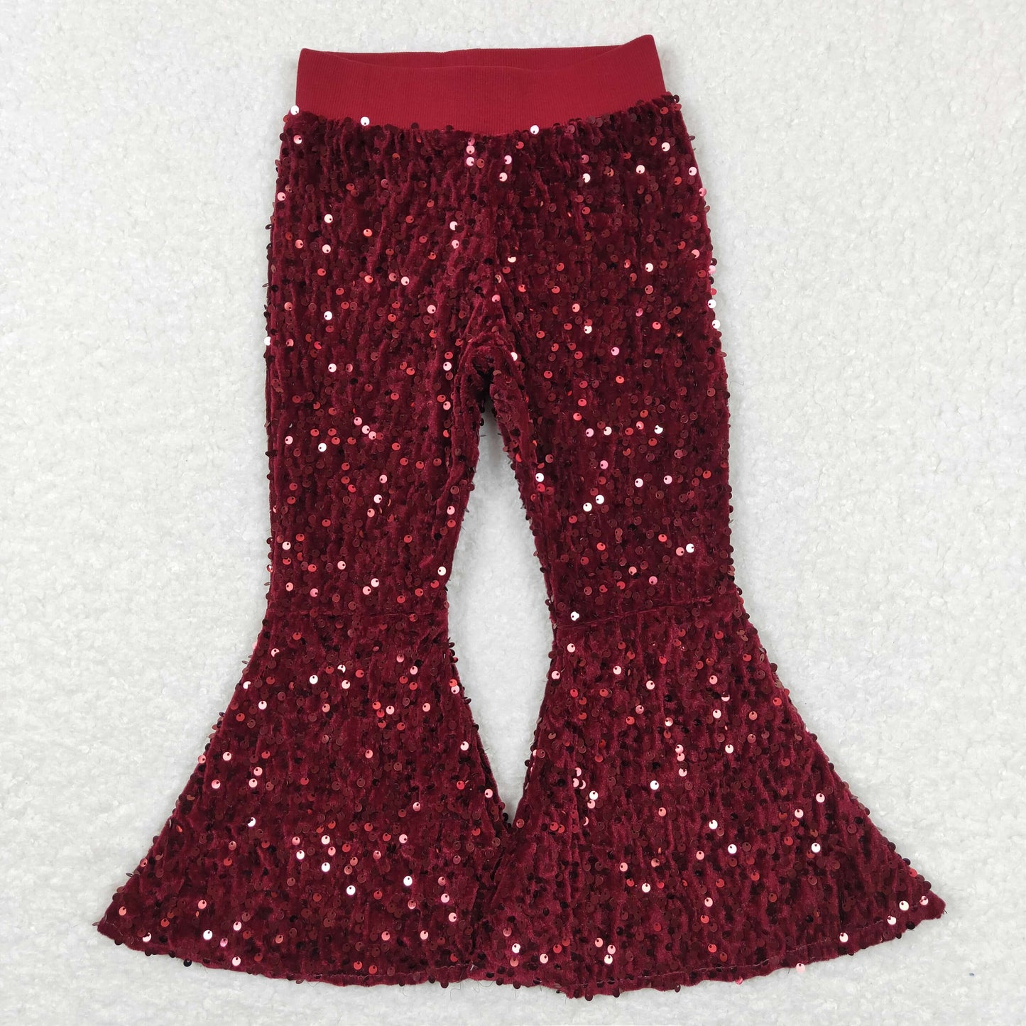 P0338 girl bell bottom red colorful sequin long pants RTS