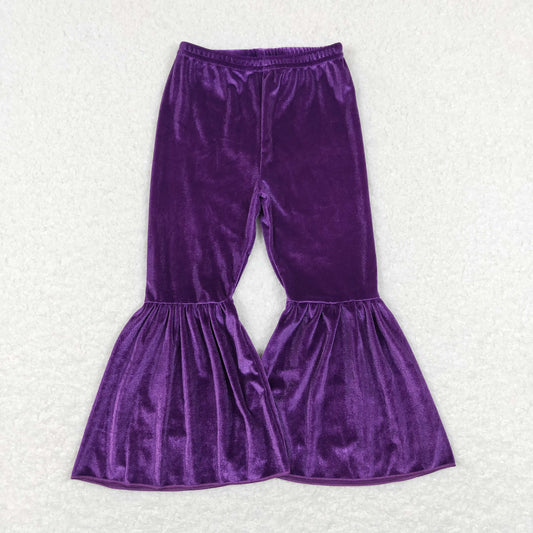 P0385 pants velvet purple girl bell bottom long pants 202312 RTS