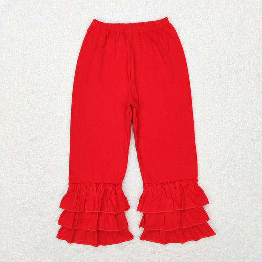 P0409 western ruffle red girl bell bottom pants 20231212