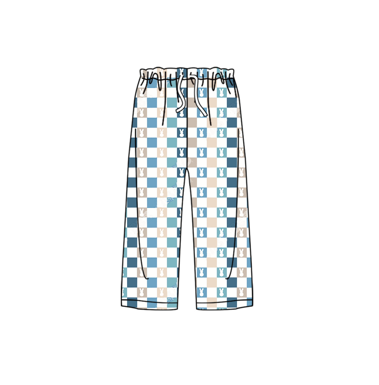 P0427成人男 adult Easter bunny checkerboard long pants 202401 preorder