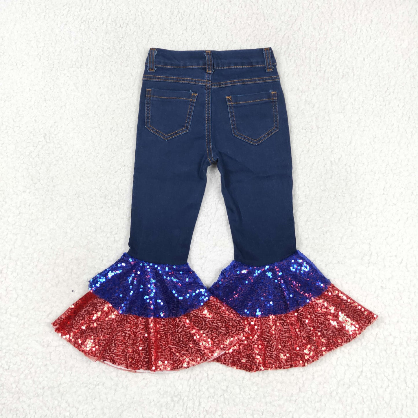 P0430  kids sequin jeans July 4th long bell pants  202405 rts