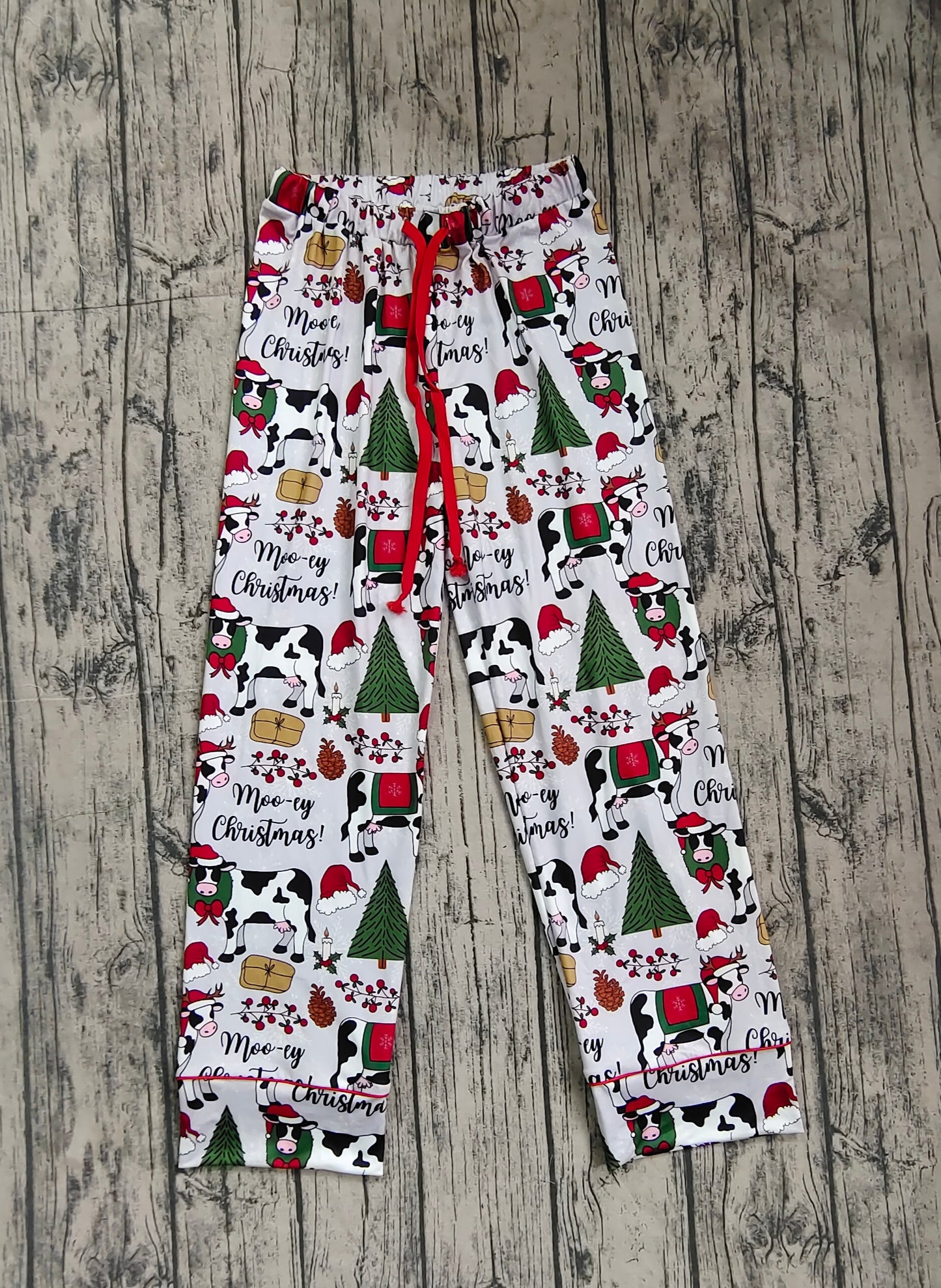 P0492 women adult Christmas cow long pajamas pants 202410 sibling