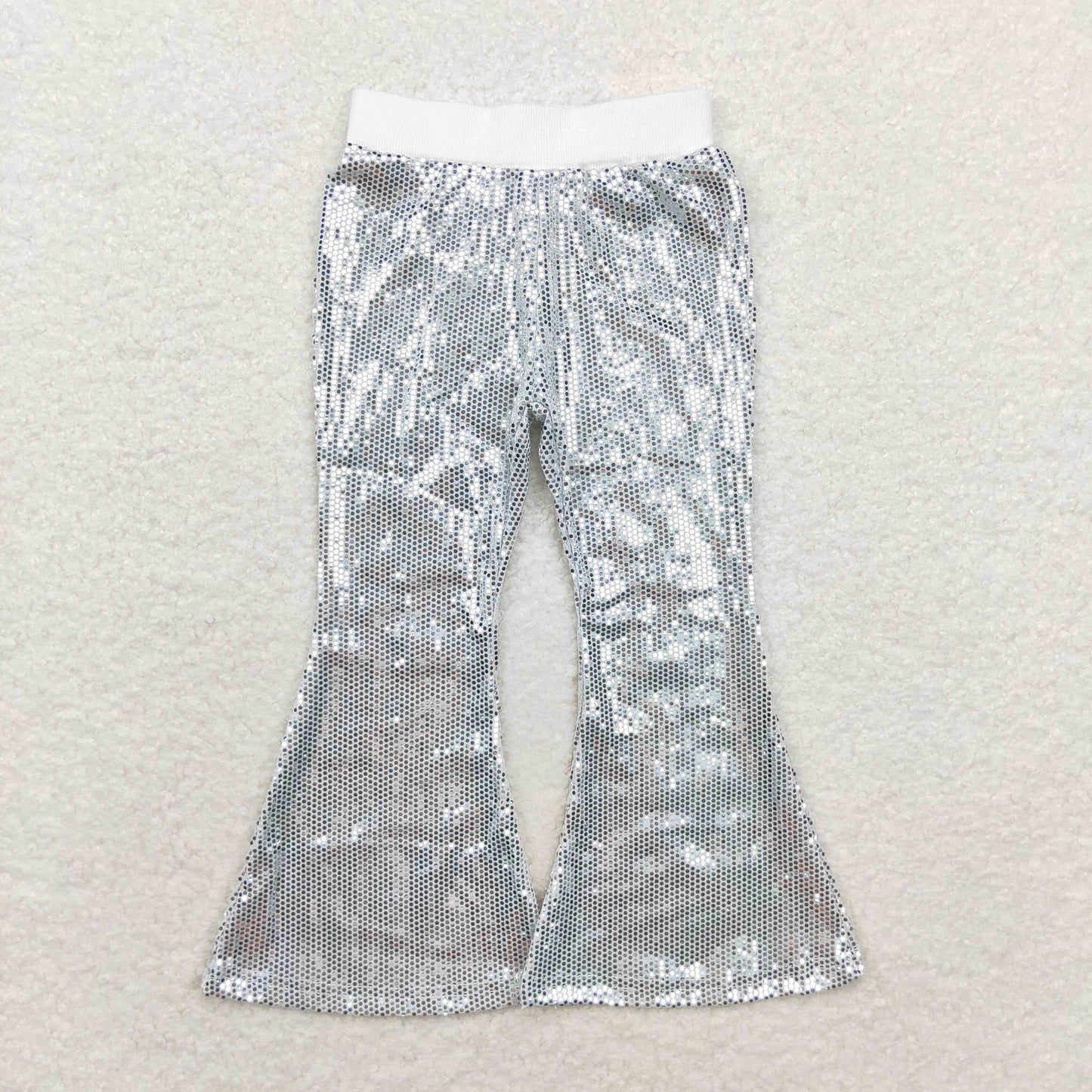 P0496  kids white sequin long bell pants  202408 RTS