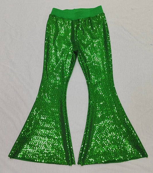 P0498 kids green sequin long bell pants  202405  preorder