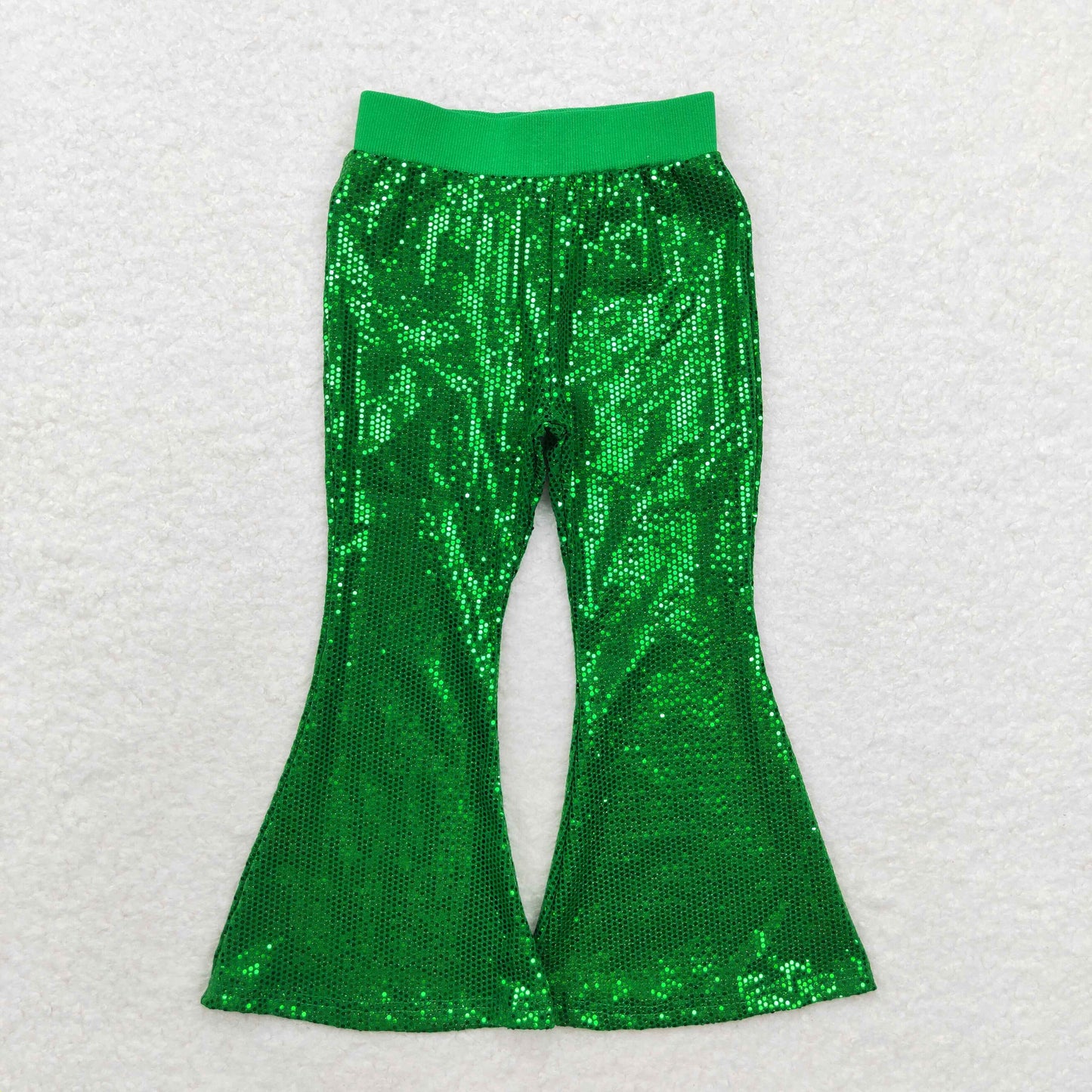 P0498 kids green sequin long bell pants  202406 RTS