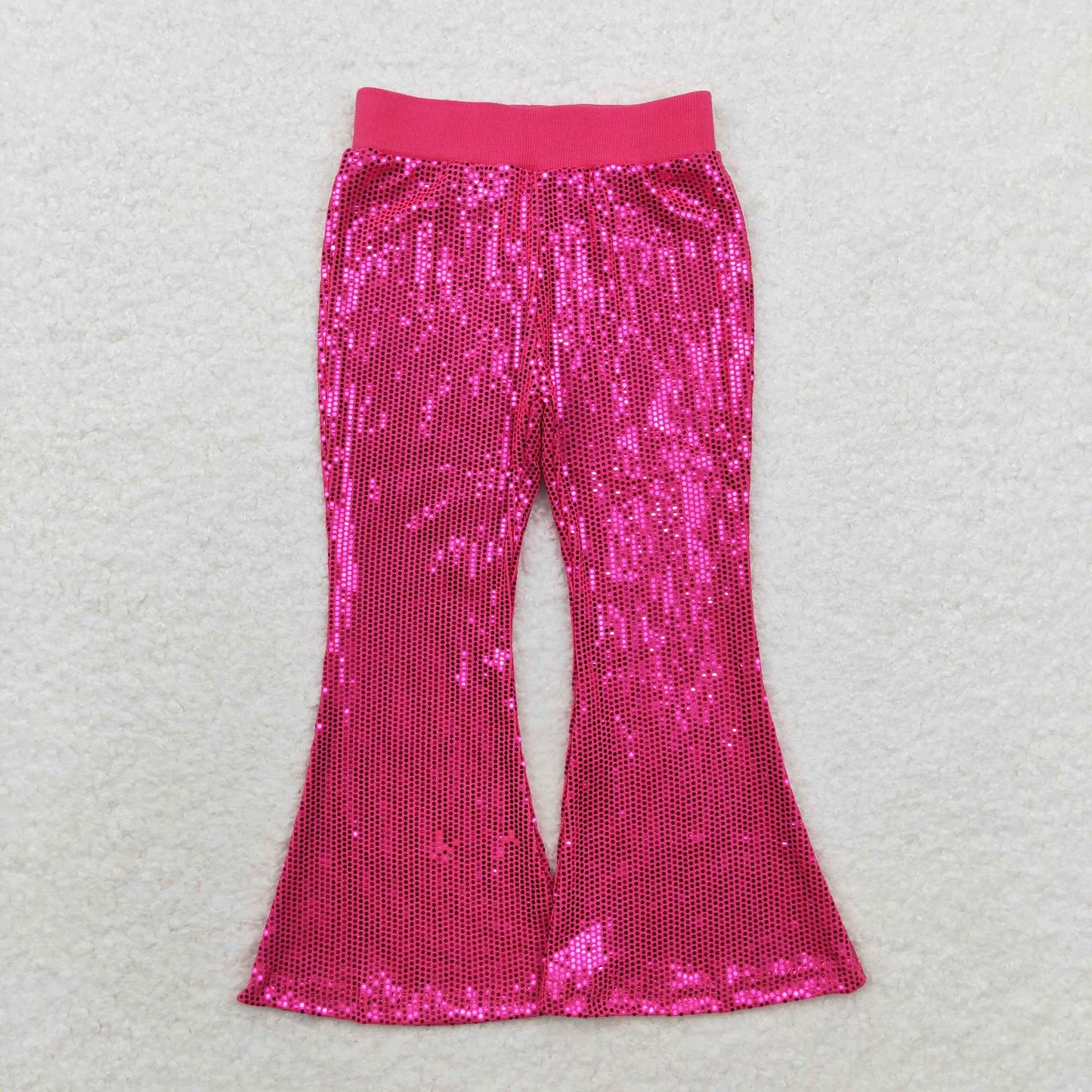 P0499 kids hot pink sequin long bell pants  202408 RTS