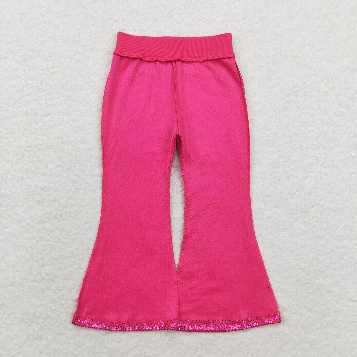 P0499 kids hot pink sequin long bell pants  202408 RTS