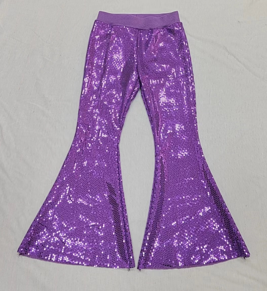 P0500 kids purple sequin long bell pants  202408 RTS