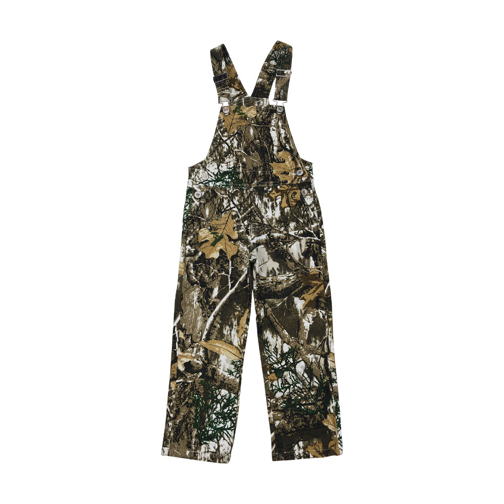 NO MOQ RTS P0533 Baby Kids Clothes Woodland Leaf Hunting Camo Print Sleeveless Straight Leg Overalls 202610
