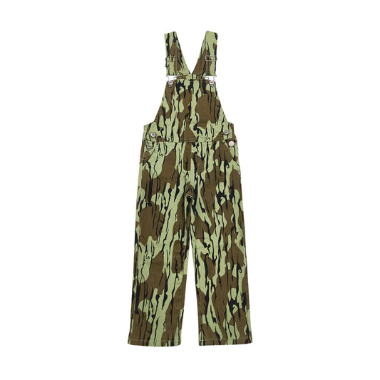 NO MOQ RTS P0534 Baby Kids Clothes Retro Bark Camo Print Sleeveless Wide Leg Overalls 202610