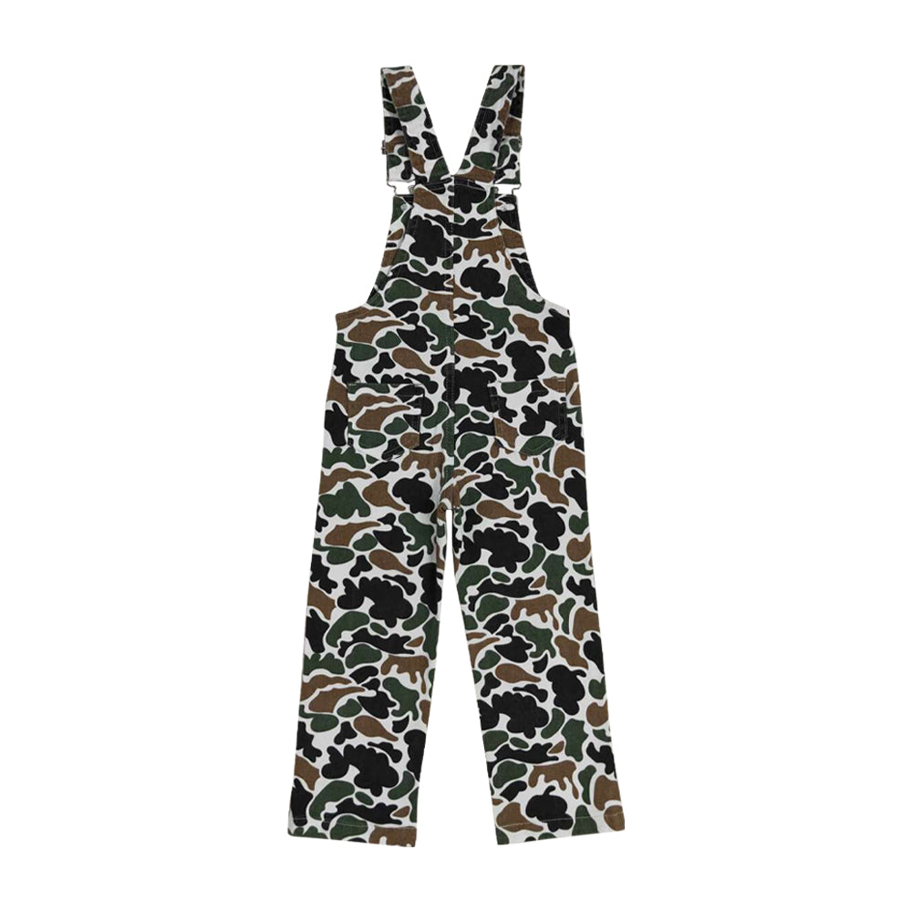 NO MOQ RTS P0535 Baby Kids Clothes Vintage Green Brown Camo Print Sleeveless Straight Overalls 202610
