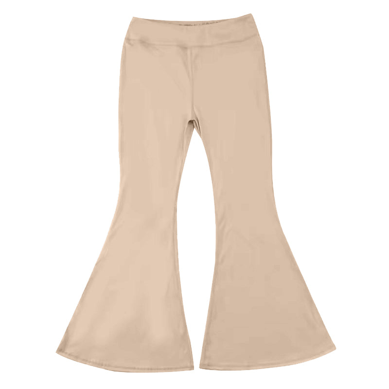 kids yoga beige P0574 long girl bell pants 202409 RTS