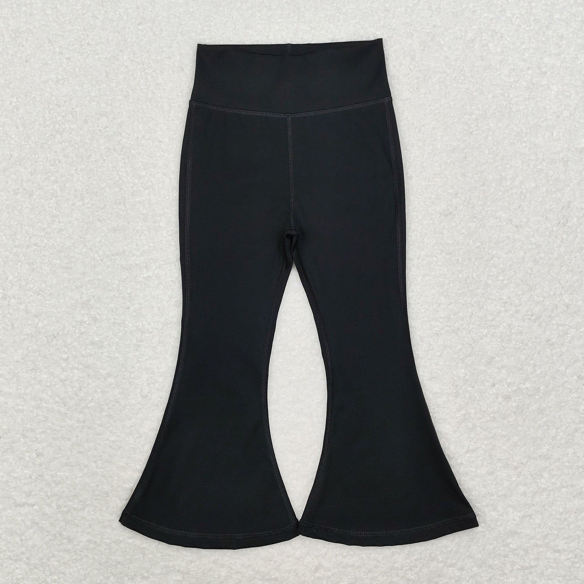 NO MOQ RTS P0578 Girl Clothes Solid Black Plain Print High Waist Stretch Flare Bell Bottom Pants 202610