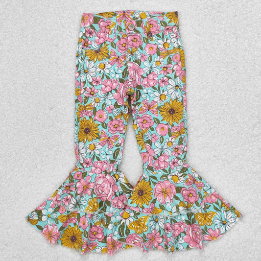 P0633 flowers western denim jeans pants 202410 RTS