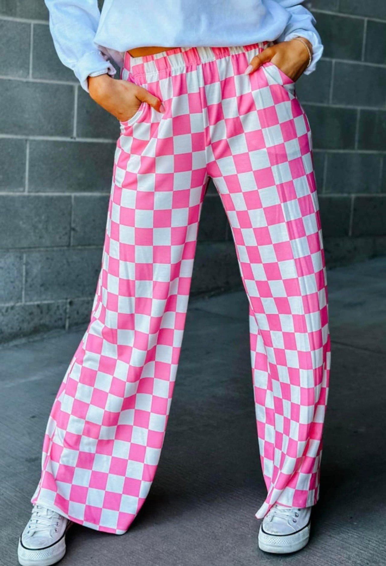 P0648 adult women pants sibling pink Checkerboard long pajamas 202409 preorder