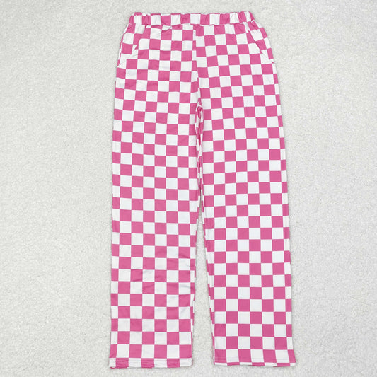 P0648 adult women pants sibling pink Checkerboard long pajamas 202410 RTS