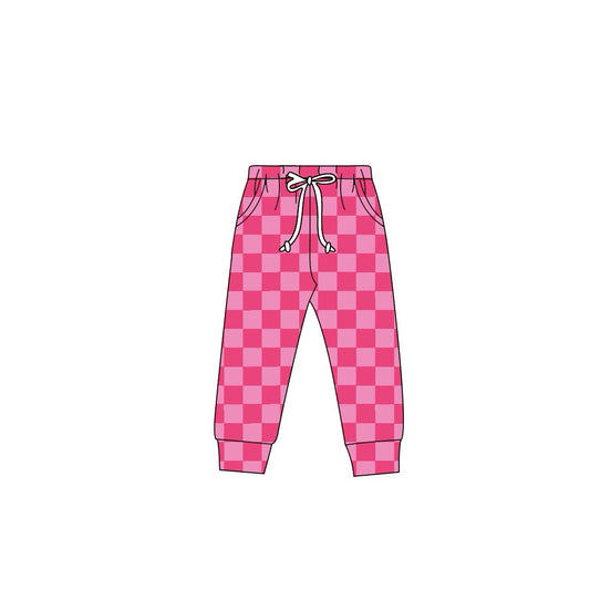 P0436 preorder plaid  checkerboard kids Jogger long pants 202410