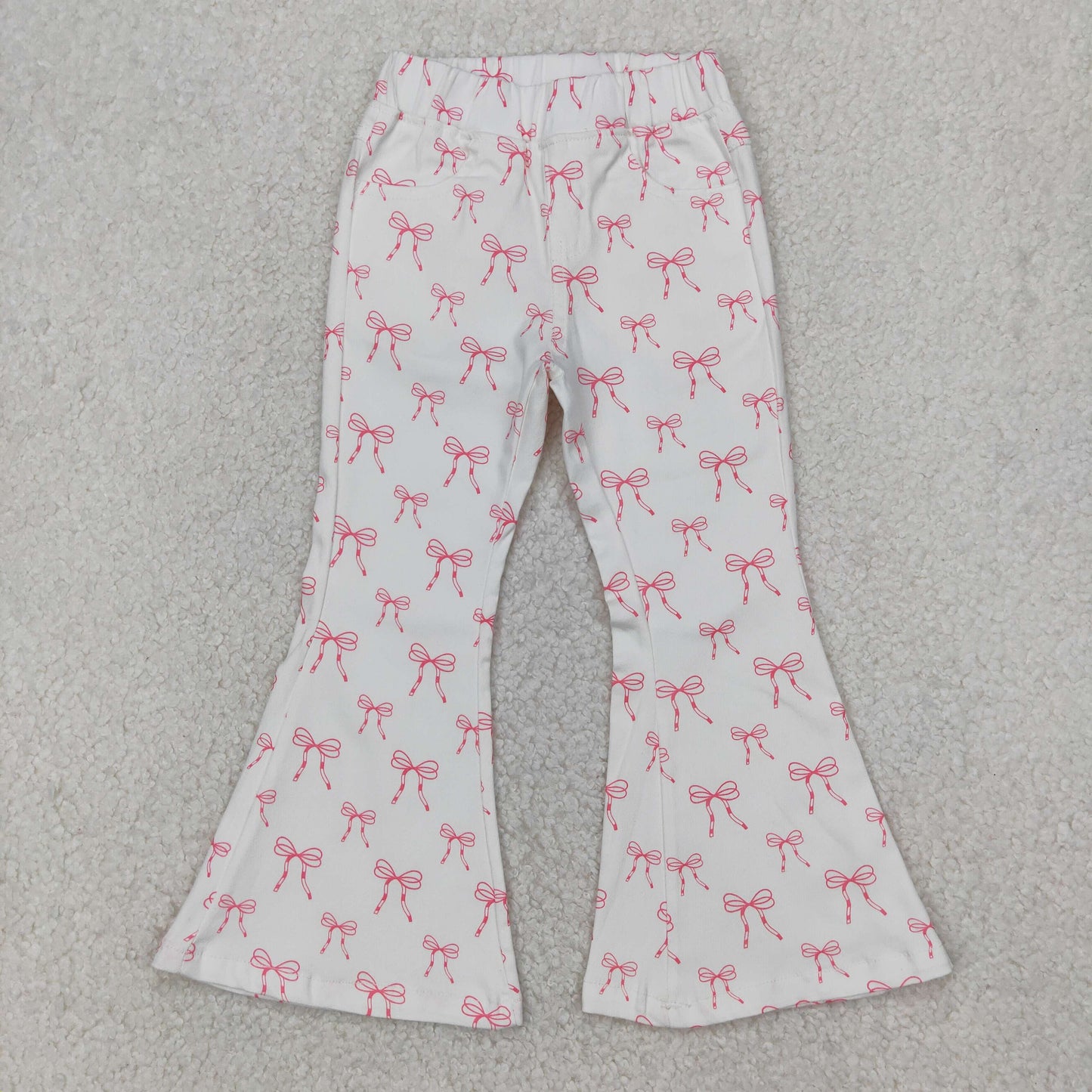 P0732 Girls bow pink denim pants RTS Free shipping order $100+