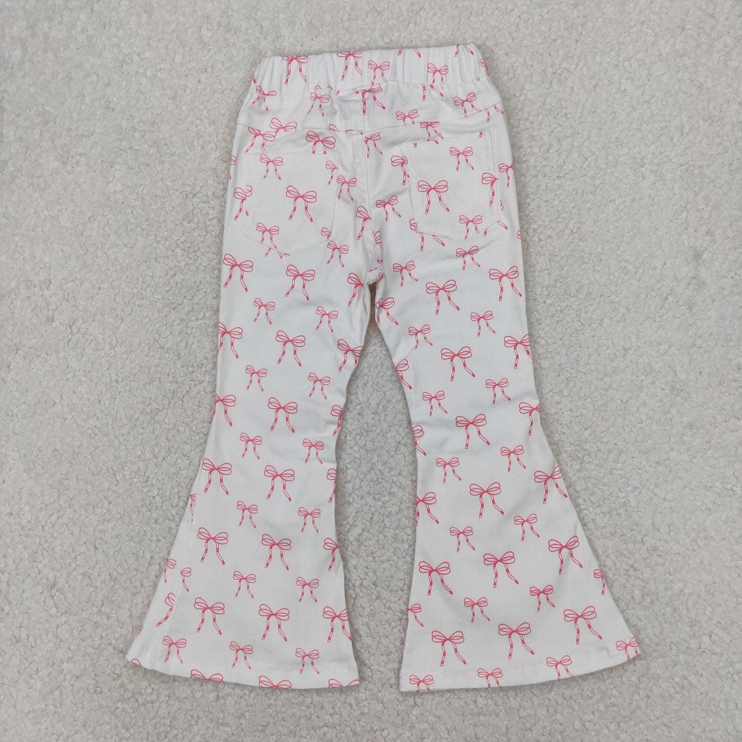 P0732 Girls bow pink denim pants RTS Free shipping order $100+