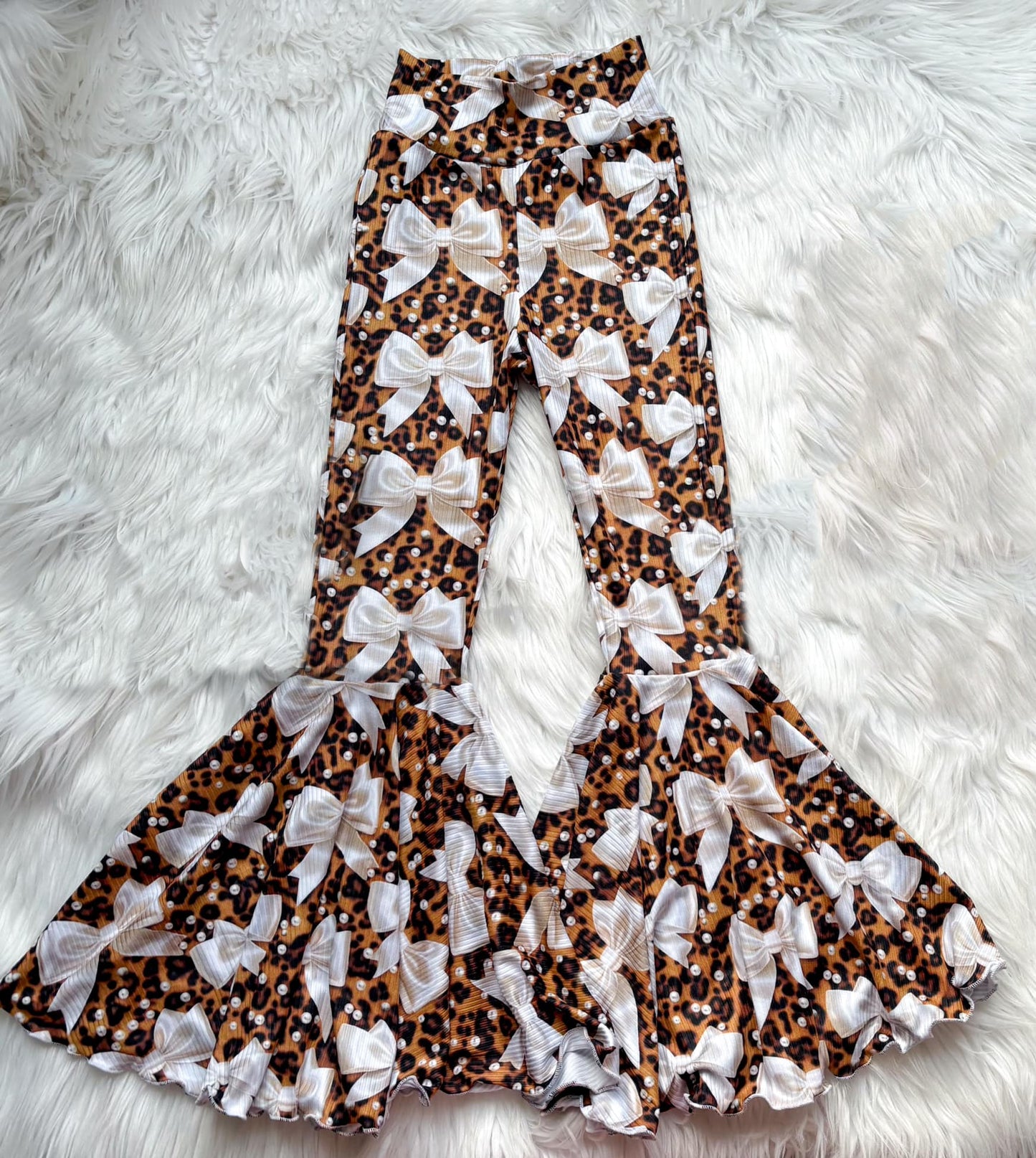 P0749 bow leopard  woman mama adult long pants 202502 preorder