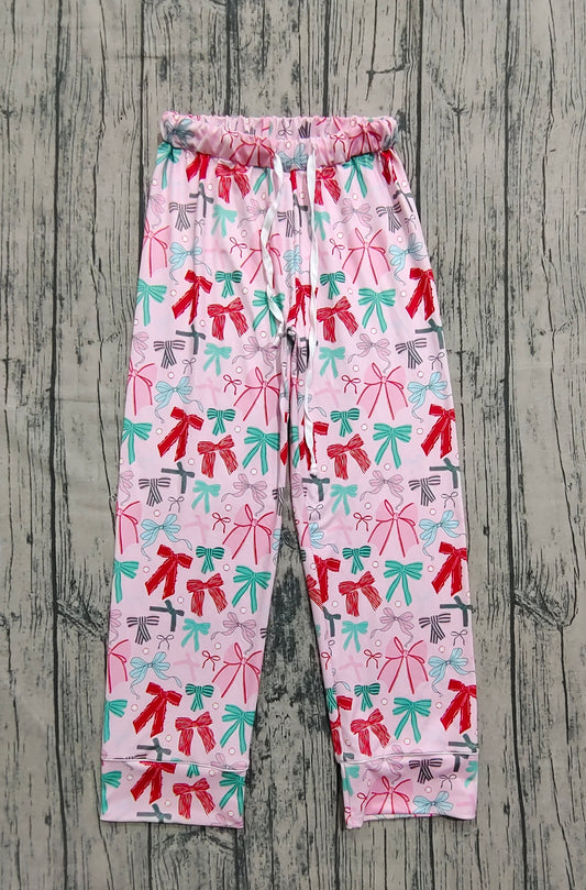 P0766 bow adult women pants sibling Christmas  long pajamas 202507 RTS