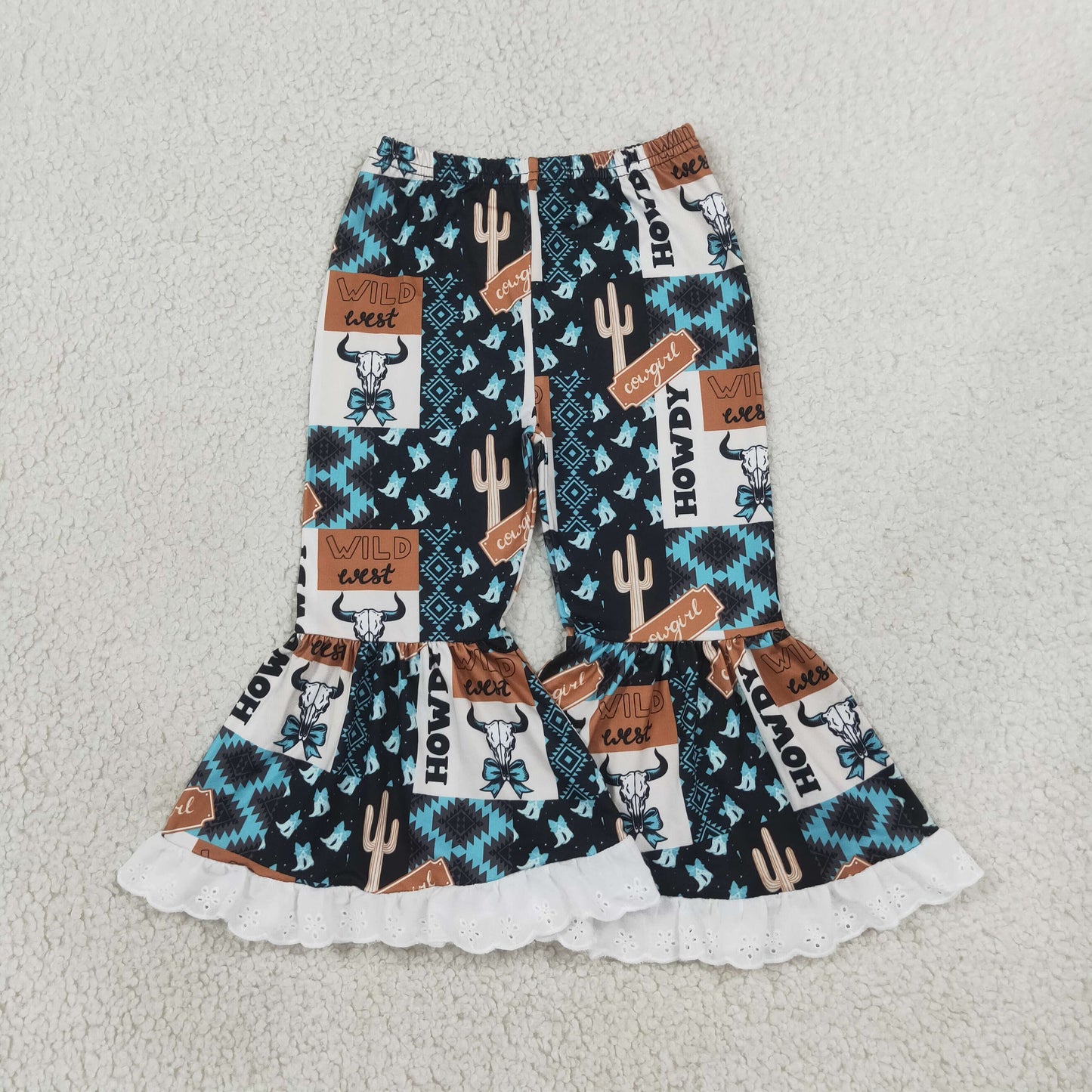 RTS P0781 Western flare lace girl bell bottom long pants 202508