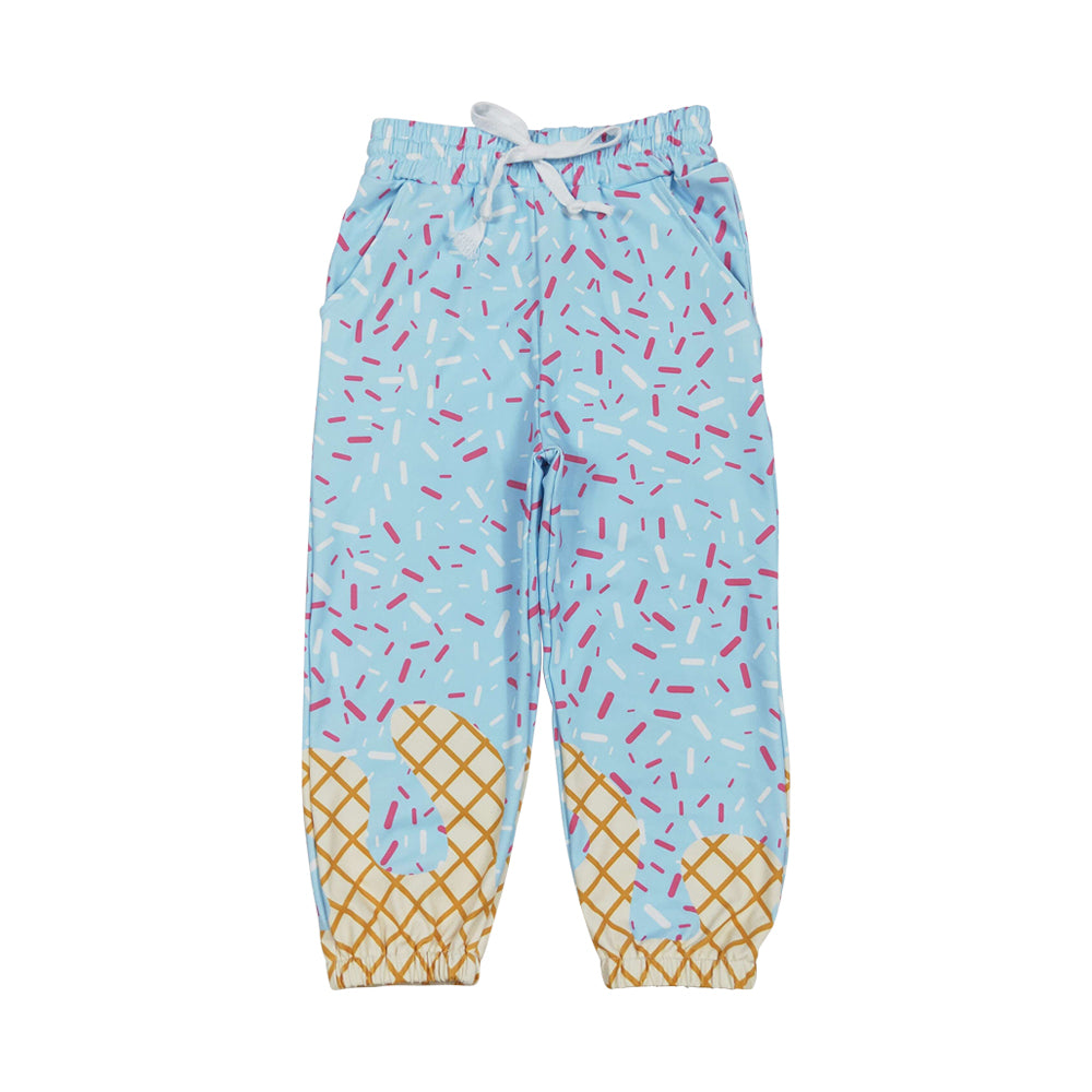 NO MOQ RTS P0814 Boy Clothes Ice Cream Sprinkle Print Elastic Waist Drawstring Jogger Pants 202610