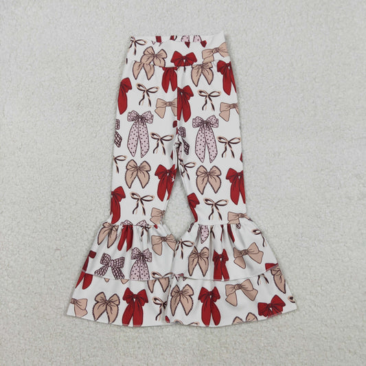 P0885 yoga bow pink flowers girl bell bottom long pants 202512 RTS