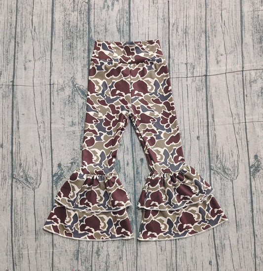 P0888 yoga CAMO flowers girl bell bottom long pants 202511 PREORDER