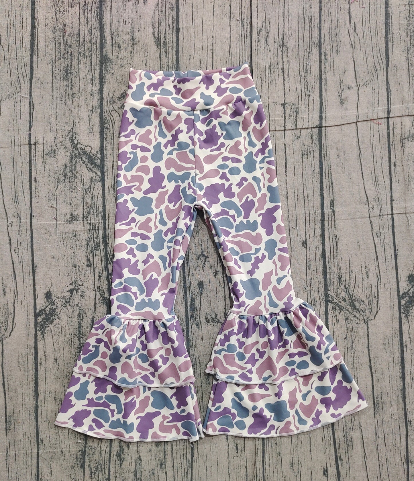 P0891 yoga CAMO flowers girl bell bottom long pants 202511 PREORDER