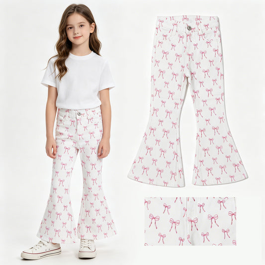 P1042 BOW  girl denim jeans 202605 RTS