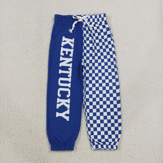 NO MOQ RTS KENTUCKY P1059-vinyl Checkered Pants BLUE Vinyl Single Long Pants