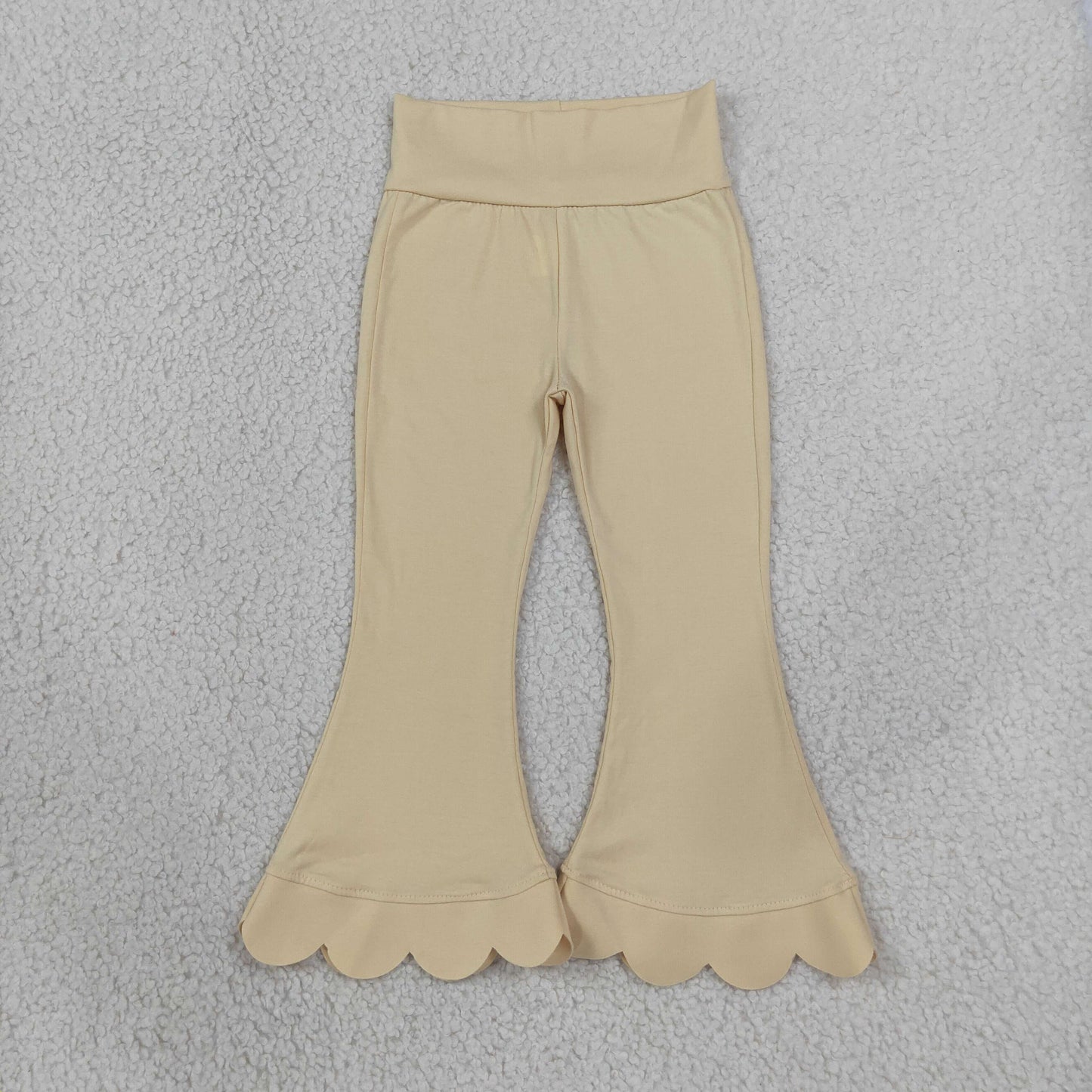 RTS P1078 scallop Kids Solid Scalloped Trim Flared Pants 202608