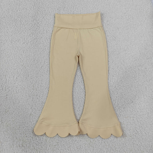 RTS P1078 scallop Kids Solid Scalloped Trim Flared Pants 202608