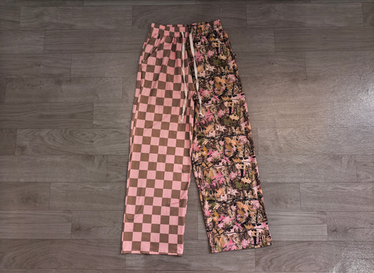 P1094 fall plaid adult camo leaves pants woman long pajamas 202608 preorder