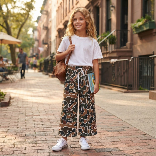NO MOQ RTS P1104-yoga (2) Baby Boy Clothes Retro Camo Print Long Wide Leg Drawstring Pants 202609