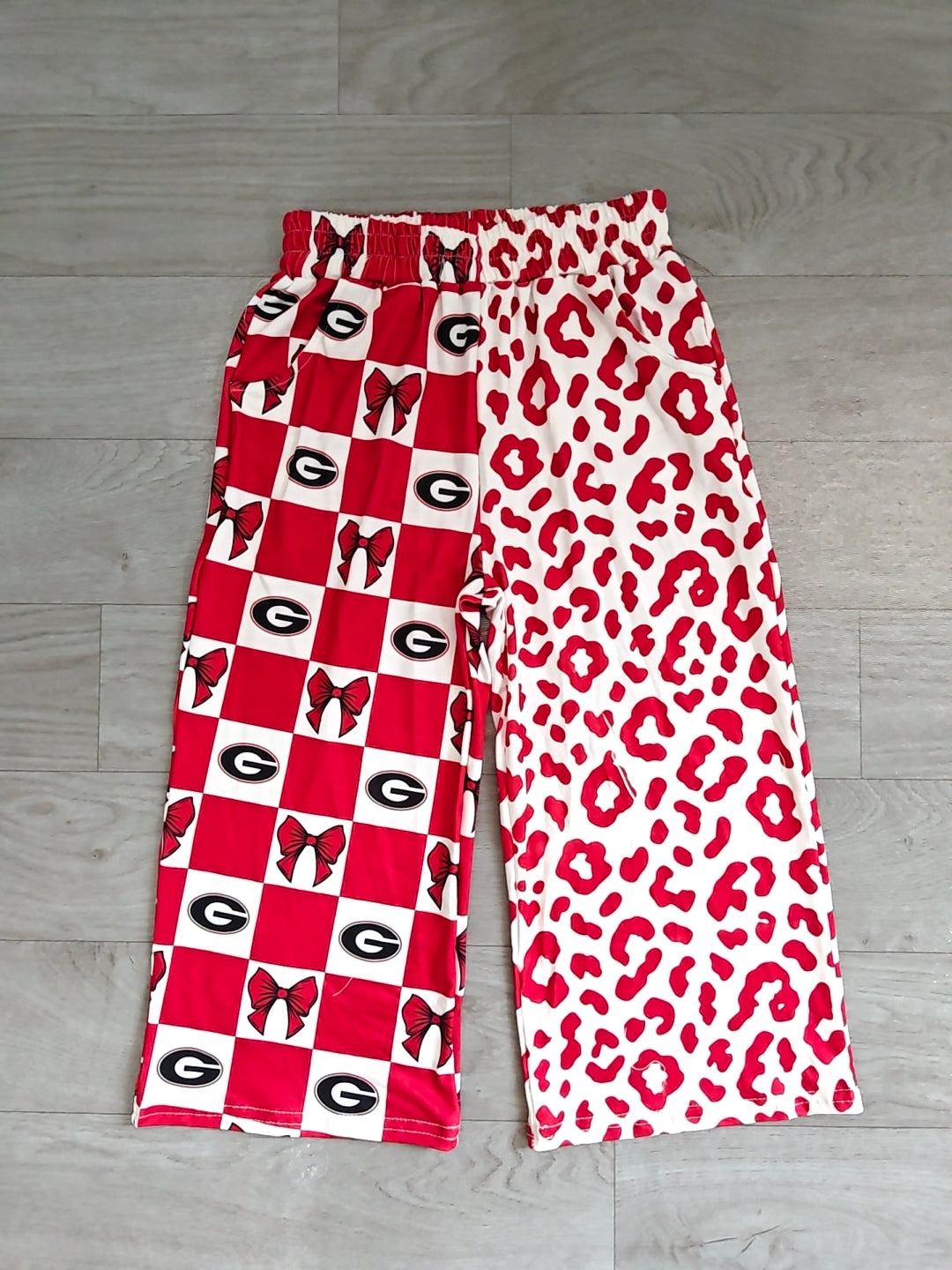 Preorder P1126 Georgia College Team Print Girls Asymmetric Wide Leg Pants casual outfit 202608